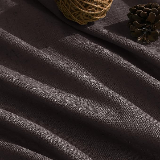 Nanspring Cocoa Coffee Linen Blend Light Filtering Back Tab Curtains 96 Inches - Image 5