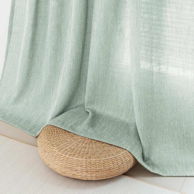 MYSKY HOME Semi Sheer Curtains for Bedroom, Kitchen Curtain Panels Cotton - Image 5