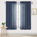 DWCN Navy Blue Sheer Curtains Semi Transparent Voile Rod Pocket Curtains by DWCN