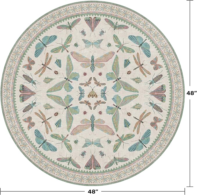 Cream Round Rugs 4ft for Living Room - Image 2