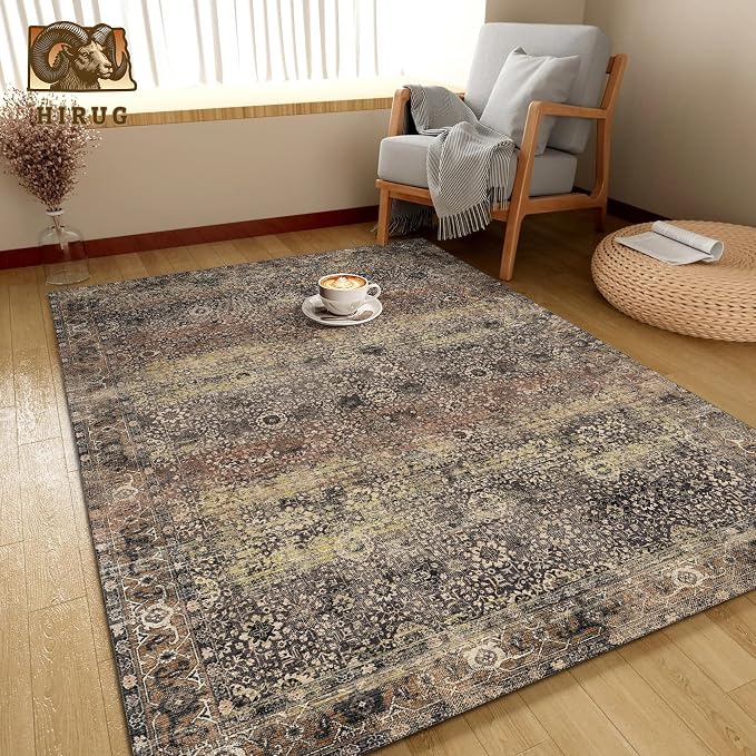 Washable Area Rug 5' x 7' Vintage Traditional Persian Mat - Image 4