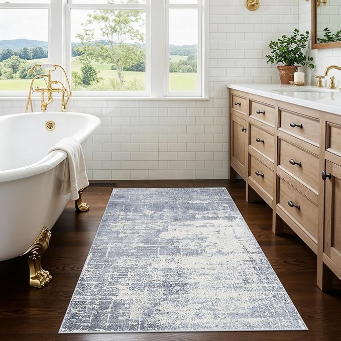 Washable 3x4 Kitchen Area Rugs: Abstract Stain-Resistant Sink Rug Non-Slip - Image 4