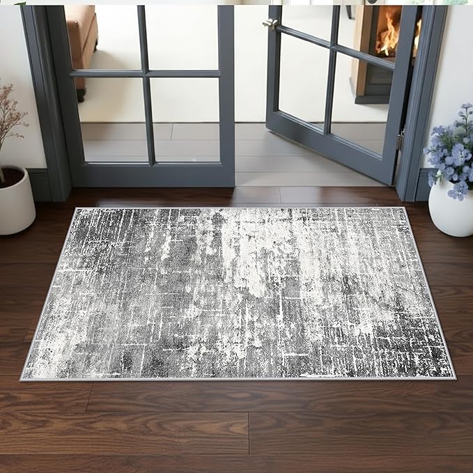 Abstract 2x4 Entryway Area Rugs: Washable Water Resistant Kitchen Rug Non-Slip by HYHAOYUNLAI