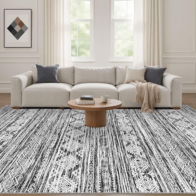 Nakagishi Bedroom Rug Area Rugs 4x6: Washable Boho Neutral Farmhouse Stain - Image 4