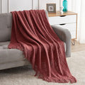 BOURINA Burgundy Throw Blanket 50x60 Inches Throw Textured Solid Soft Sofa by BOURINA