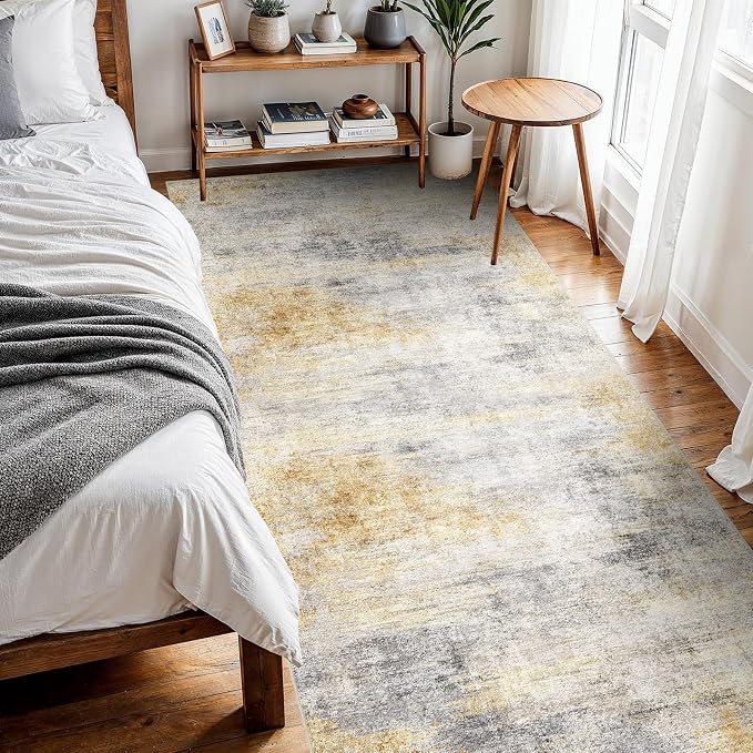 4x10 Washable Kitchen Runner Rug: Modern Abstract Wide Runners - Image 2