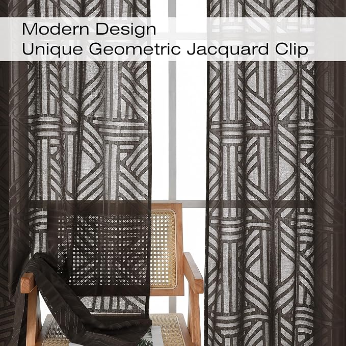 Simplebrand Chocolate Semi-Sheer Curtains, 42x96 Inch, 2 Panels, Light Filtering - Image 3