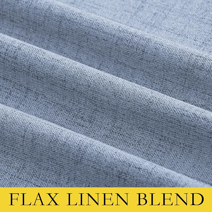 NICETOWN Stone Blue Vintage Linen 100% Blackout Curtains - Image 8