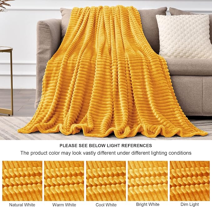 BEDELITE Fleece Blanket King Size – 3D Ribbed Jacquard Soft and Warm Decorative - Image 7