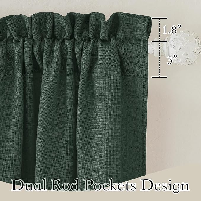 RYB HOME Cafe Curtains 24 inches Length, Linen Sheer Short Curtains - Image 2