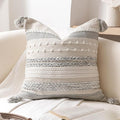 Gray Boho Decorative Throw Pillow Cover 18x18 Square Farmhouse Accent Cushion by BlissBlush
