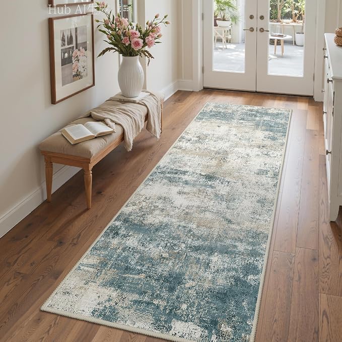 BEIMO Runner Rug for Hallway Kitchen, Soft Modern Abstract Throw Rugs, Low Pile - Image 3