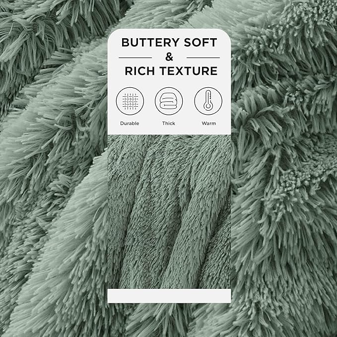 Bedsure GentleSoft Fluffy Sage Green Throw Blanket, Sage Green Decor - Image 3