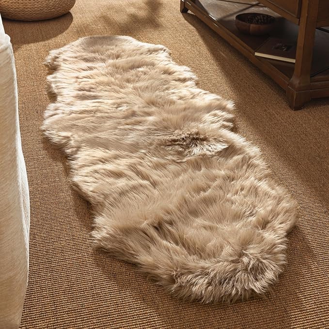 Ashler Faux Fur Rug, Fluffy Shaggy Area Rug Ultra Soft 2 x 6 Feet Sheepskin Fur by AshlerHomeDeco