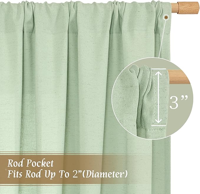 LAMIT Small Window Linen Curtains, 45 Inch Length Light Filtering Faux Linen - Image 3