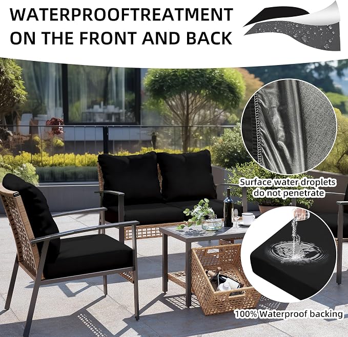 12Pcs Outdoor Cushion Covers, Patio Cushion Covers, Stretch Elastic Slipcovers - Image 4