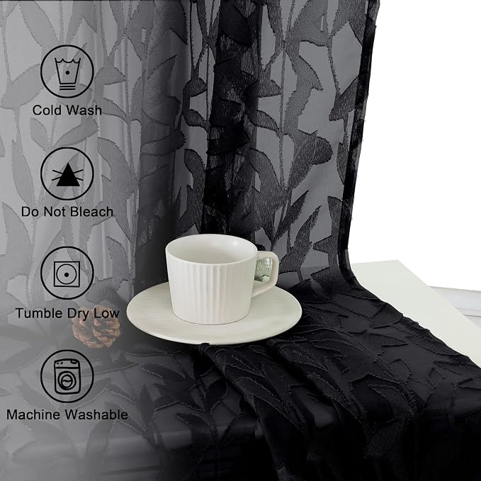 Lecloud Leia Black Sheer Curtains - Image 8