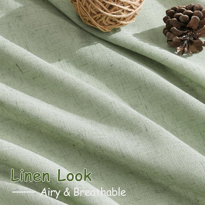 Nanspring Mist Sage Linen Curtains 84 Inch Length 2 Panels Set - Image 5