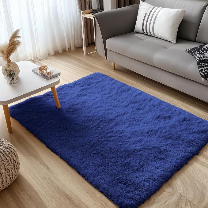 OLANLY 4x4 Machine Washable Accent Rug, Soft Fluffy Shaggy Area Rug - Image 8