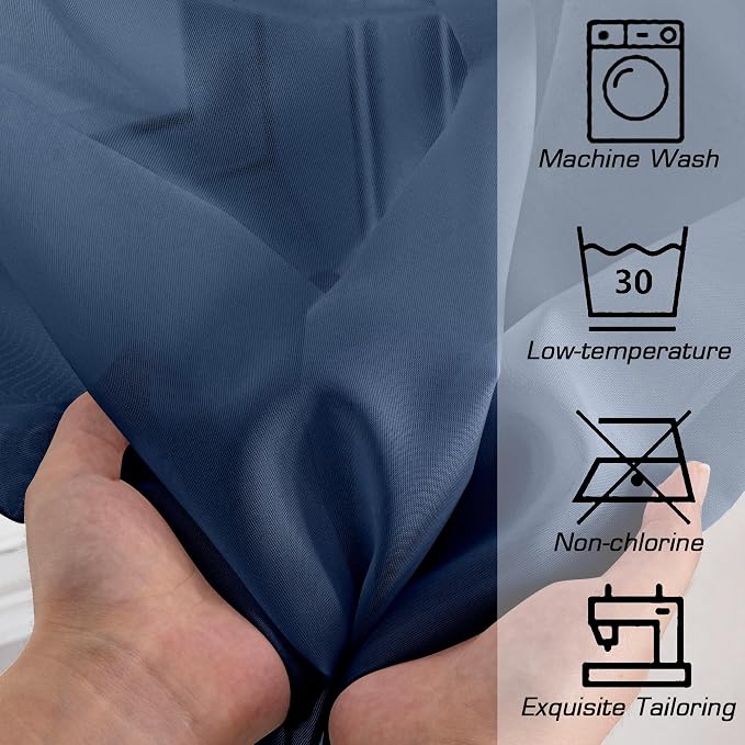 OWENIE Blue Sheer Curtains, Sheer Curtains 78 inches Long 2 Panels Set - Image 4