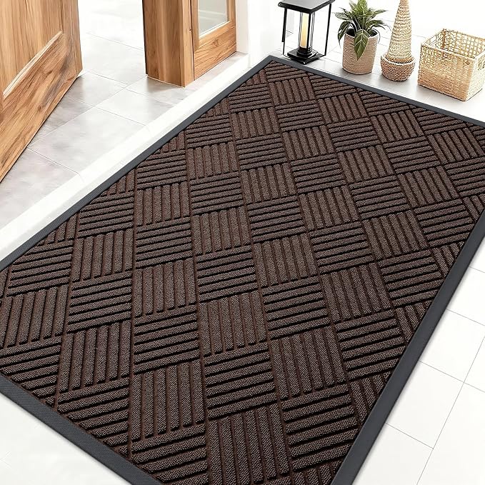 OLANLY Front Door Mat Outside Entrance 47x32, Heavy Duty Sturdy Natural Rubber by OLANLY