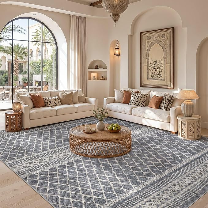 cotiled Boho 5x8 Area Rugs for Living Room: Soft Moroccan Washable Rug | Solve - Image 4