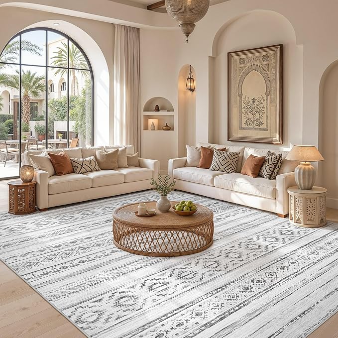 cotiled Boho 5x7 Area Rugs for Living Room: Soft Moroccan Washable Rug | Solve - Image 4