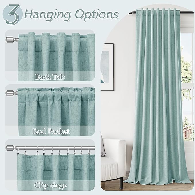 Guken 100% Blackout Linen Curtains 120 Inch Length 2 Panels Set - Image 8