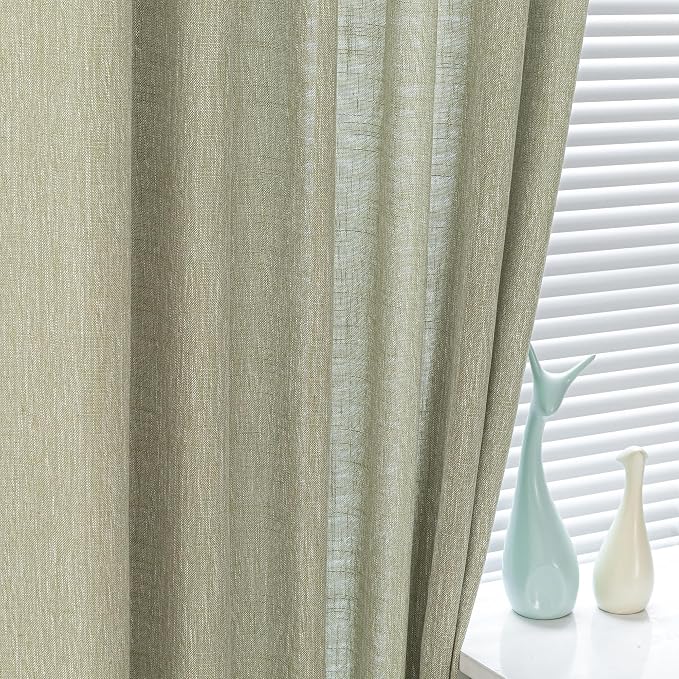 MYSKY HOME Sage Green Living Room Curtains 95 Inches Long Semi Sheer Drapes - Image 4