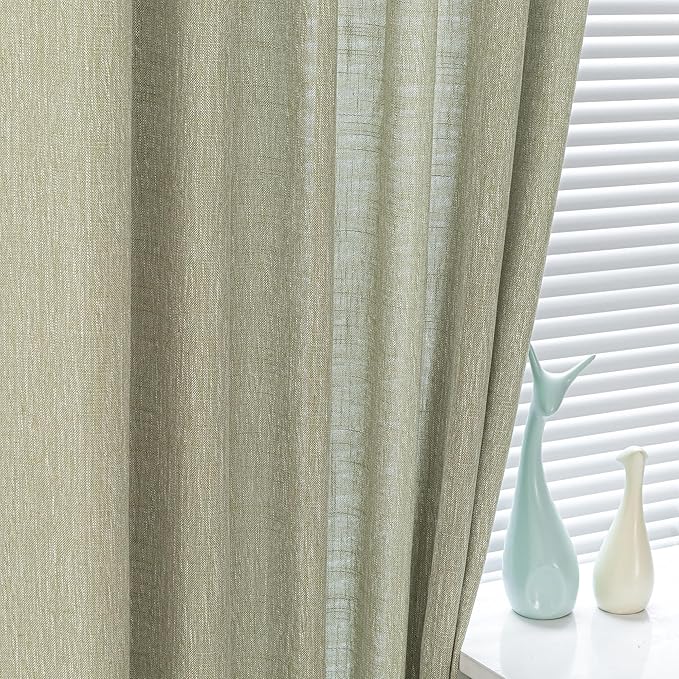 MYSKY HOME Sage Green Sheer Curtains Short Window Treatment Panels Light - Image 4