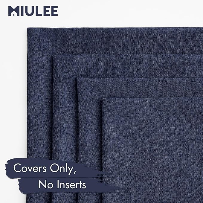 MIULEE Pack of 4 Decorative Outdoor Throw Pillow Covers Linen Waterproof Pillow - Image 5