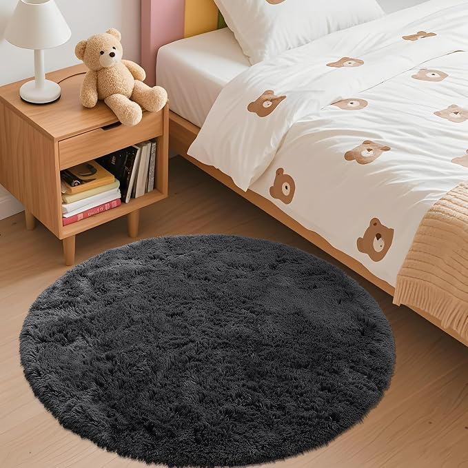 OLANLY Black Round Rugs for Bedroom - Image 3