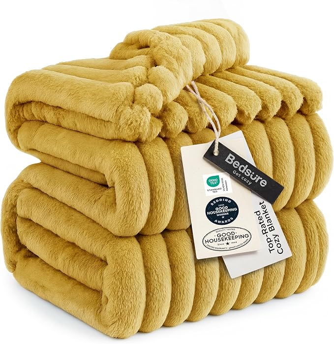 Bedsure GentleSoft Yellow Full Blanket by BEDSURE