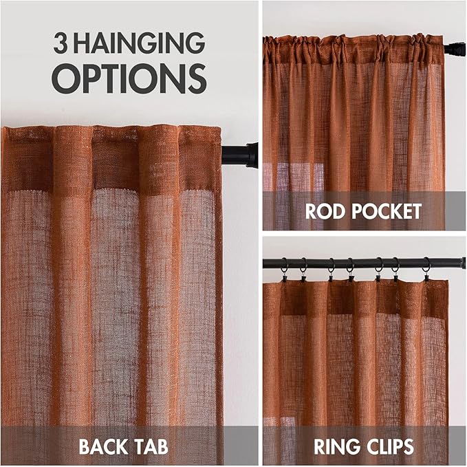 MIULEE Burnt Orange Curtains 72 Inch Length - Image 3