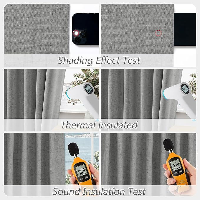 Guken 100% Blackout Linen Curtains 80 Inch Length 2 Panels Set - Image 5