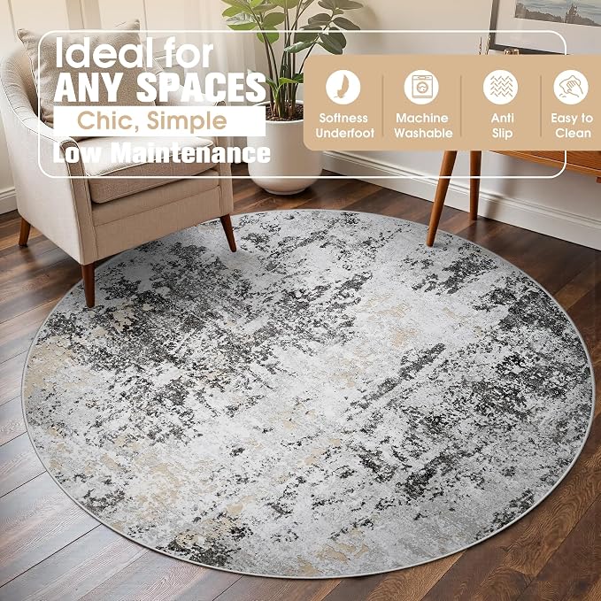 Round Rug 6ft Circle Rug Washable: Carpet Small Circular Area Rug - Image 3