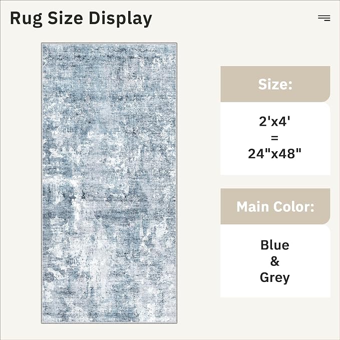 Soalmost 2x4 Washable Rugs for Kitchen, Powder Room Small Area Rug Non-Slip - Image 5