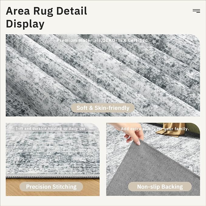 Washable Area Rug 8x10, Large Soft Rugs - Image 8