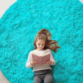 OLANLY Teal Blue Round Rugs for Bedroom by OLANLY