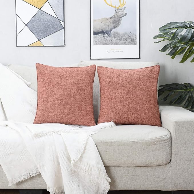 HPUK Linen Throw Pillow Covers Pack of 2, 18x18 Inch Accent Cushion Covers - Image 6