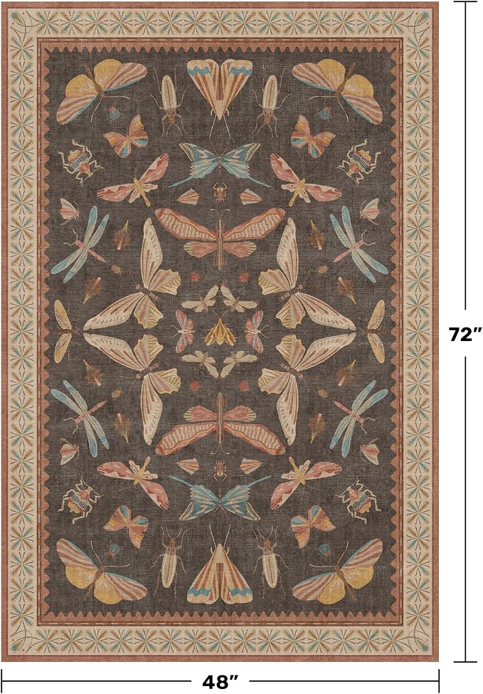 Brown Washable Area Rug for Living Room - Image 2