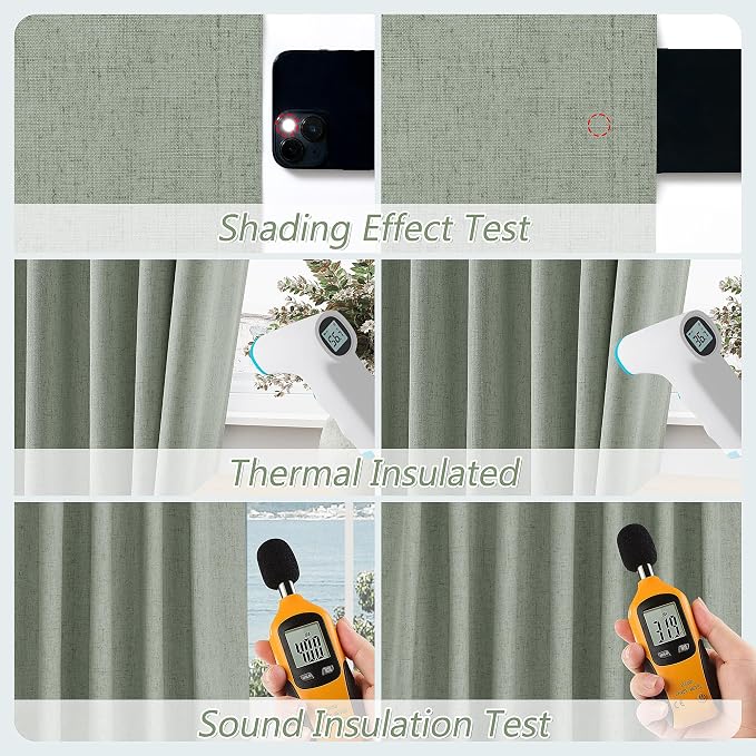 Guken 100% Blackout Curtains 96 Inch Length 2 Panels Set - Image 5