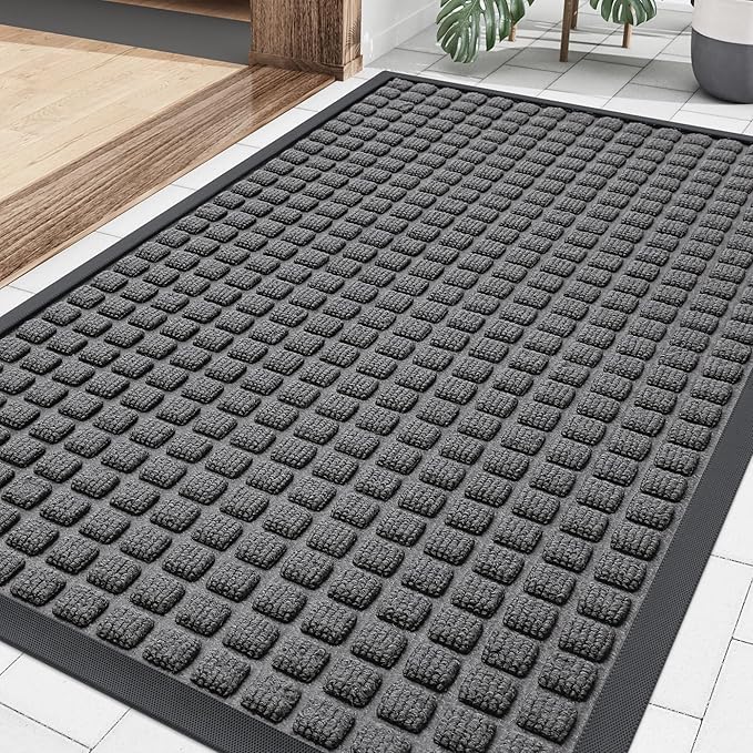 Smiry Front Door Mat Outside Entrance, Heavy Duty Natural Rubber Doormat by Smiry