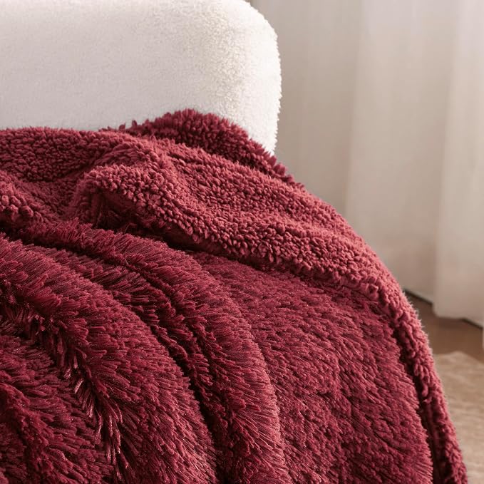 Bedsure GentleSoft Fluffy Burgundy Red Throw Blanket, Maroon Red Decor Gifts - Image 4