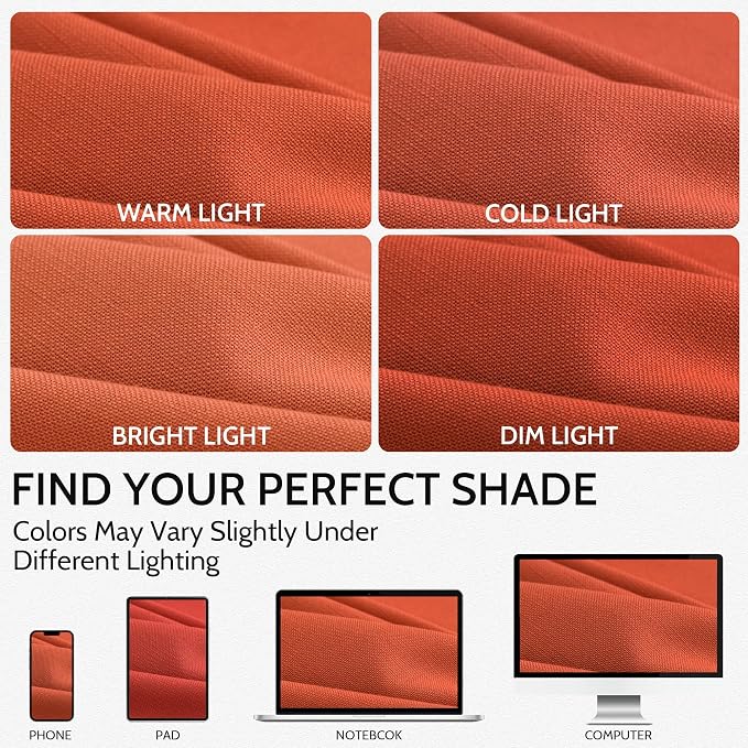 Nanspring Bright Orange Linen Blend Light Filtering Back Tab Curtains 96 Inches - Image 4