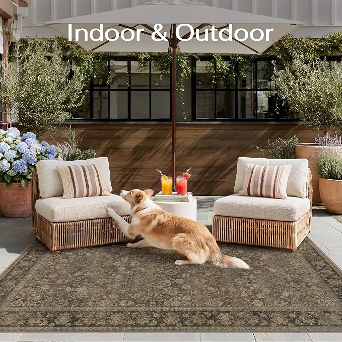 5x7 Brown Linen Look Washable Area Rug - Image 5