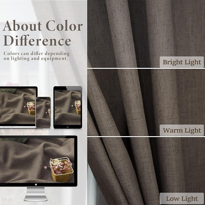 96 Inch Long Dark Brown Living Room Curtains - Image 3
