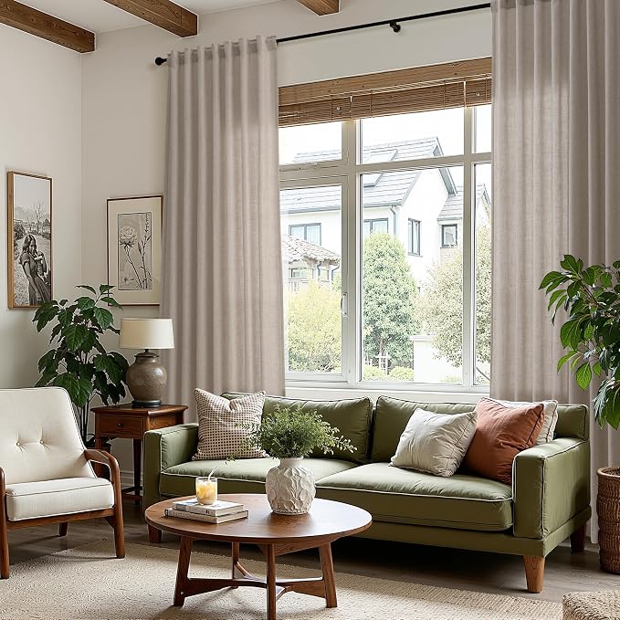 Nanspring Stone Beige Linen Curtains - Image 8