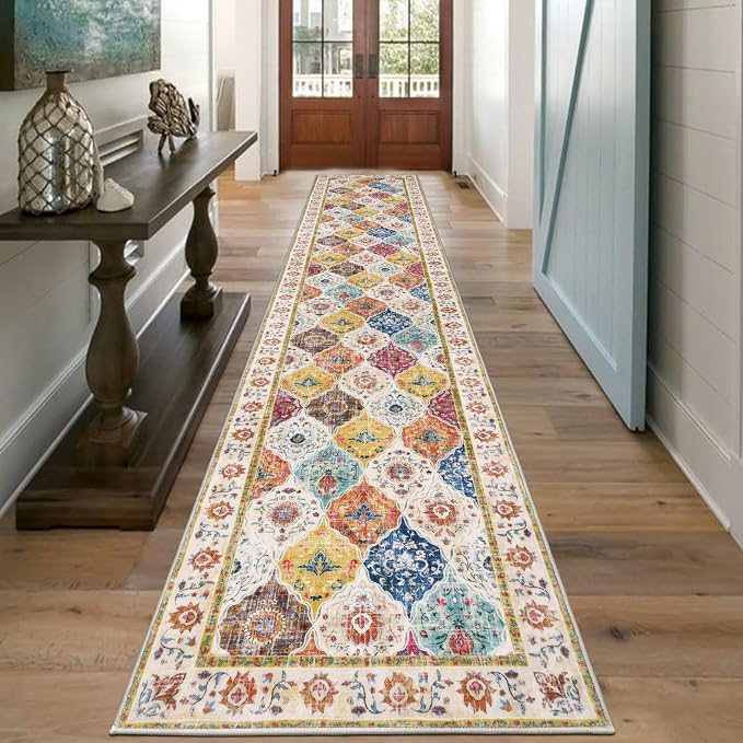 HEBE Hallway Runner Rug 2'x10' Washable Vintage Distressed Area Rugs Non Slip - Image 8
