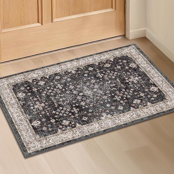 Black Washable 2x3 Entry Rug, Small Rugs - Image 8